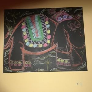Children canvas drawing parade elephant